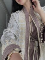 Choclate Brocade Takchita with golden thread - Image 2