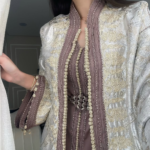 Choclate Brocade Takchita with golden thread